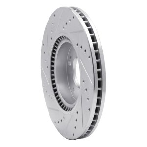 Hyundai TUCSON Brake Rotor (1) - Front Right - R1 Concepts - Drilled & Slotted - Silver - `05-`24